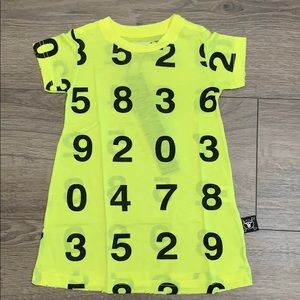 nununu Distressed Numbers Neon Yellow Dress Sz 0-6